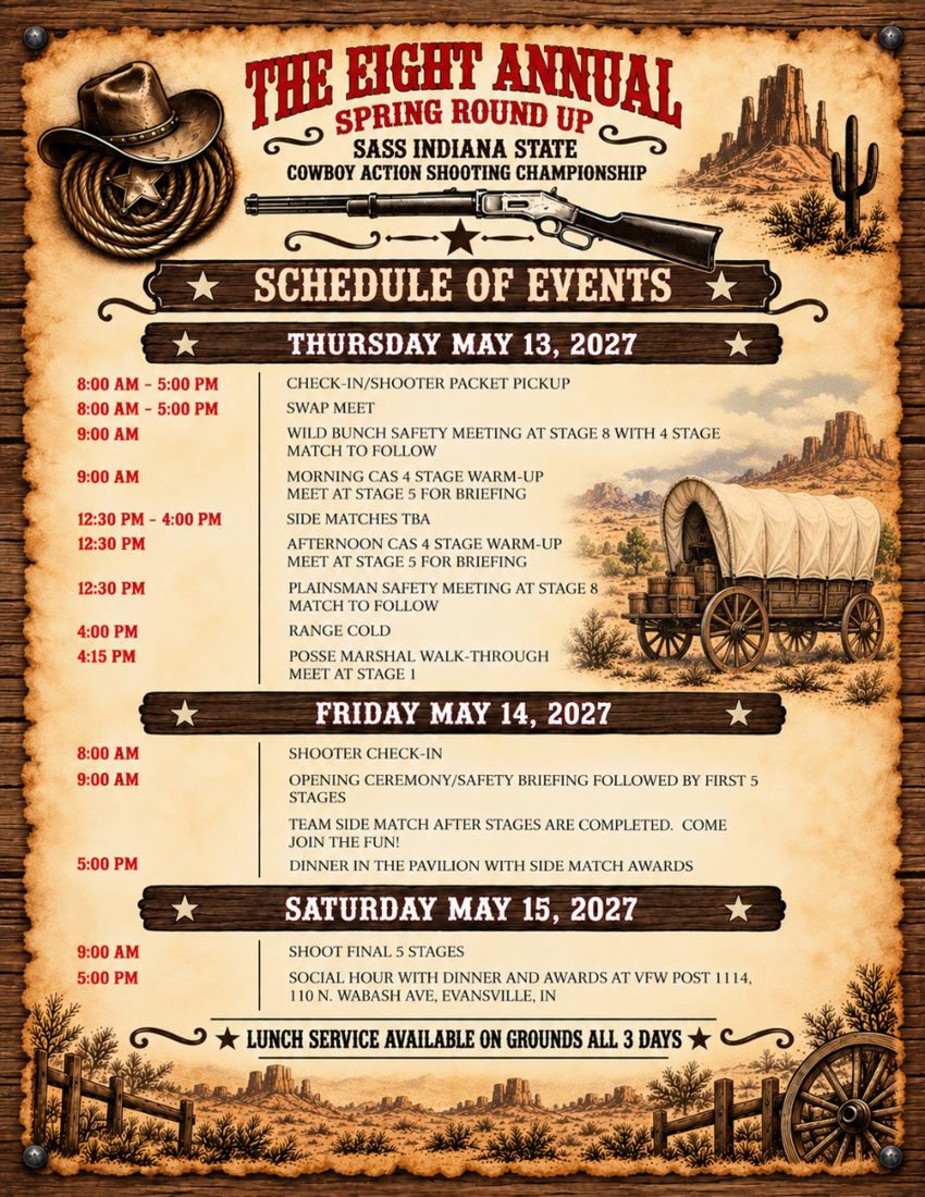 Preview of the 2027 Spring Round Up schedule poster